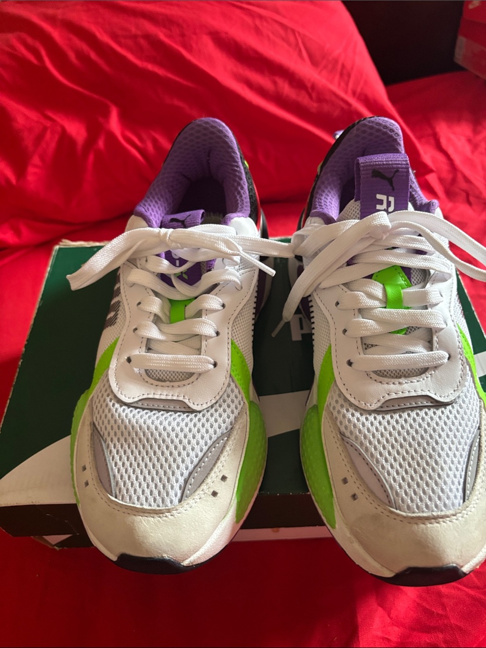 Puma White Purple and Lime men Athletic Sneakers 6 1/2 men